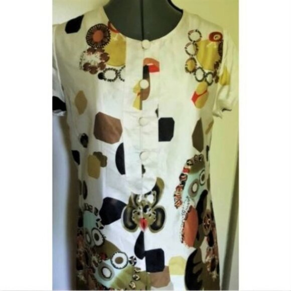 Vintage 90s Vertigo Paris cotton & silk blend shift tunic dress - Picture 3 of 7